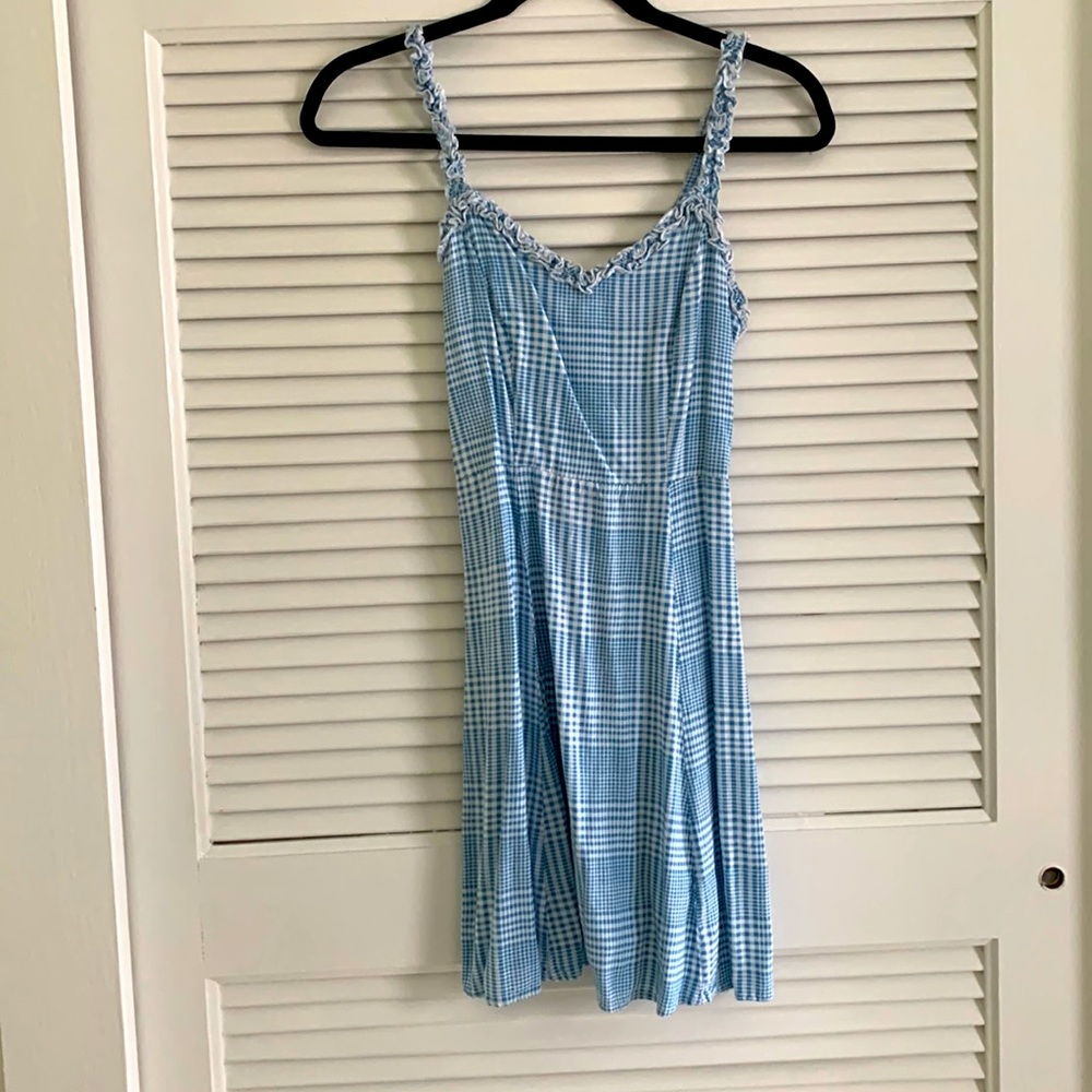 New Look blue gingham midi dress